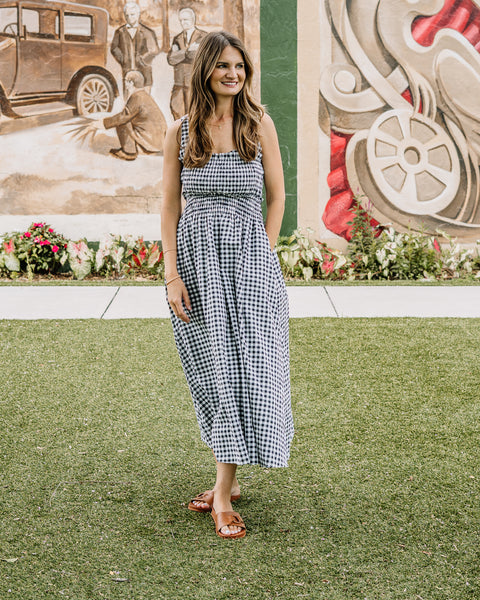 Gingham Smocked Midi