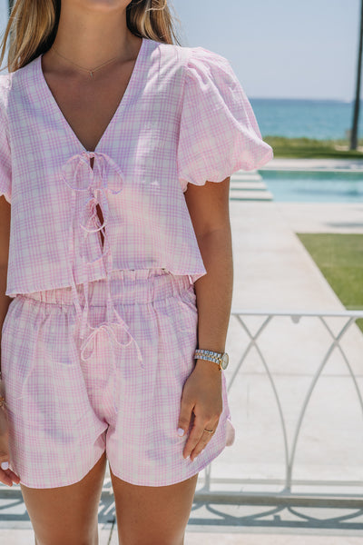 Phoebe Plaid Bow Tied Set