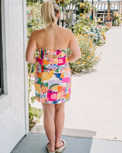 Bahamas Strapless Pull On Mini Dress
