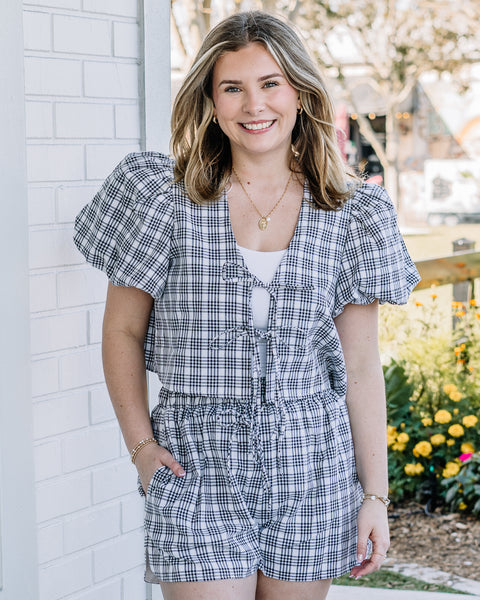 Phoebe Plaid Bow Tied Set