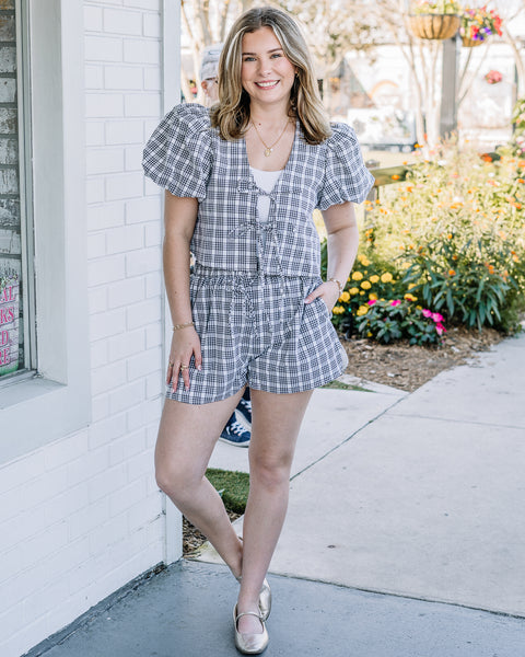 Phoebe Plaid Bow Tied Set