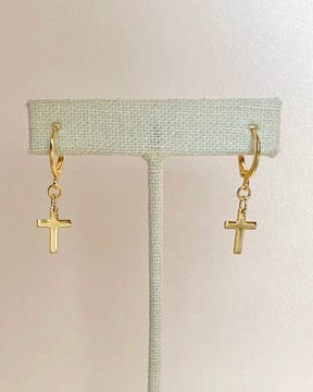 Cross Huggie Hoops