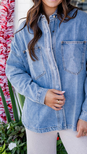 Snap Button Denim Shacket
