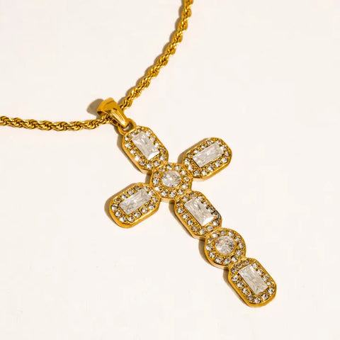 Gold Diamond Cross Pendant