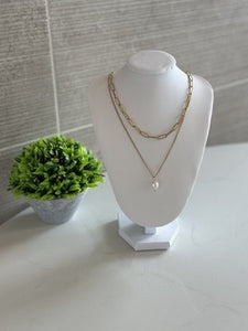 Double Layer with Fresh Water Pearl Necklace