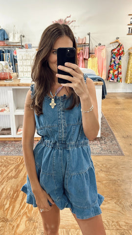 Ruffle Denim Romper