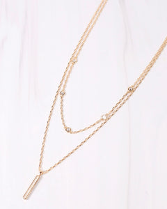 Oliver Layered Necklace with Cz Bar Gold