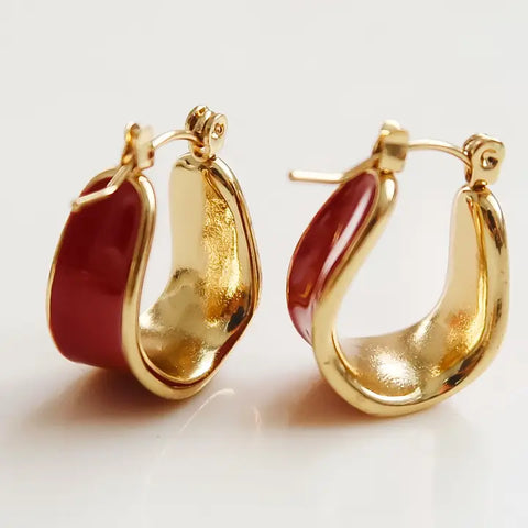 Candide Red Hoop Earrings