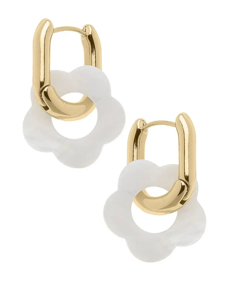 Eleanor Hoop Earrings in Worn Gold & M.O.P