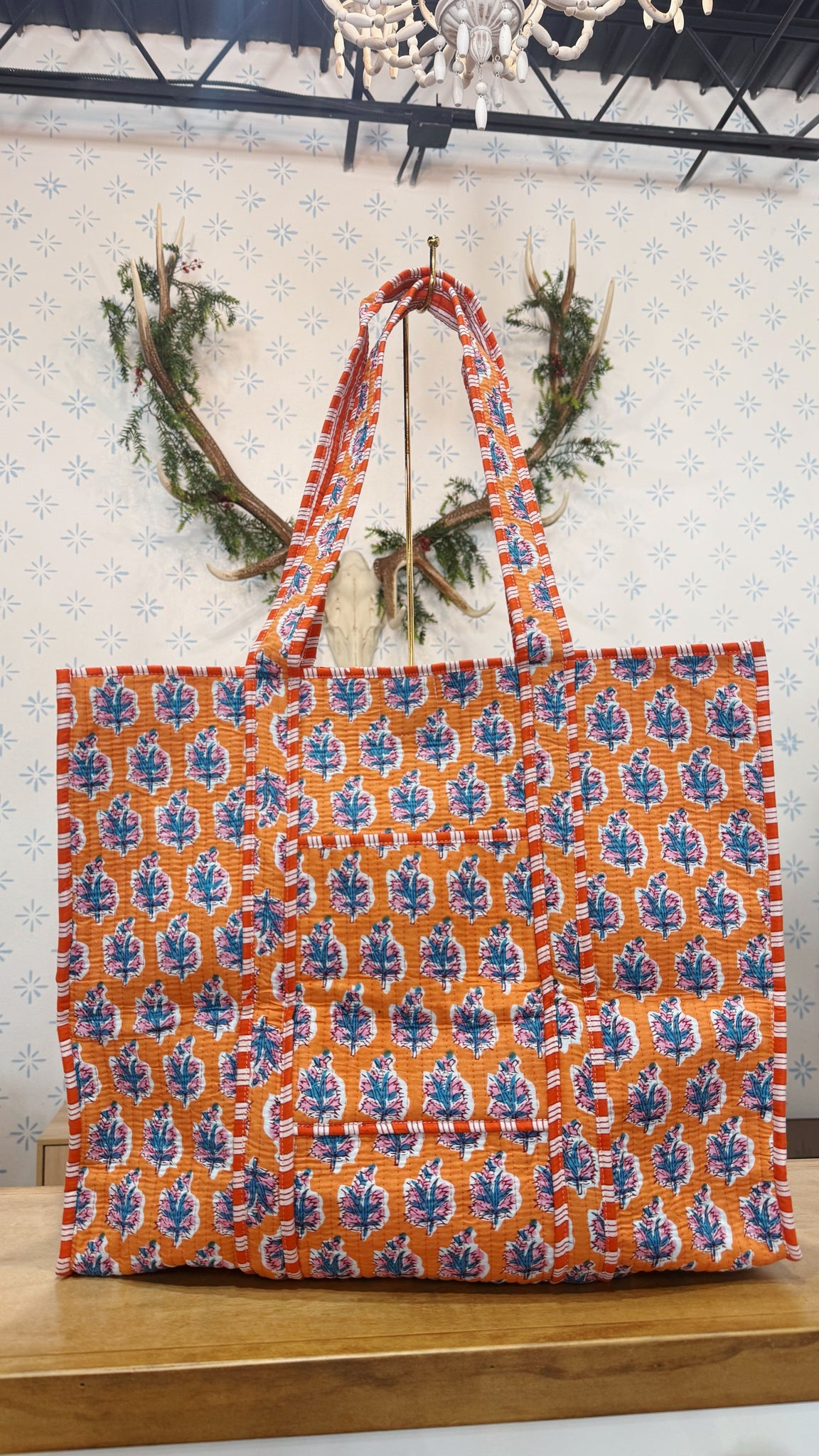 Quilted Floral Tote Bag