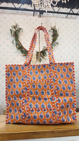 Quilted Floral Tote Bag