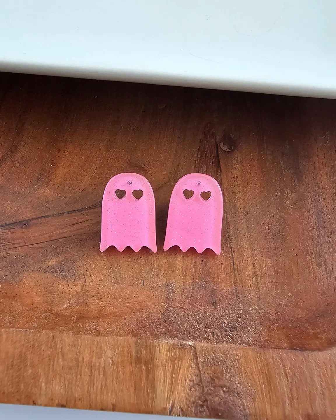 Ghost Studs - Pink Glitter