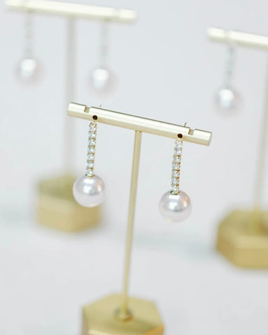 Swingy Pearl/Diamond Earrings