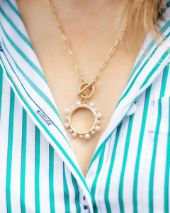 Melanie Pearl Studded Circle Necklace