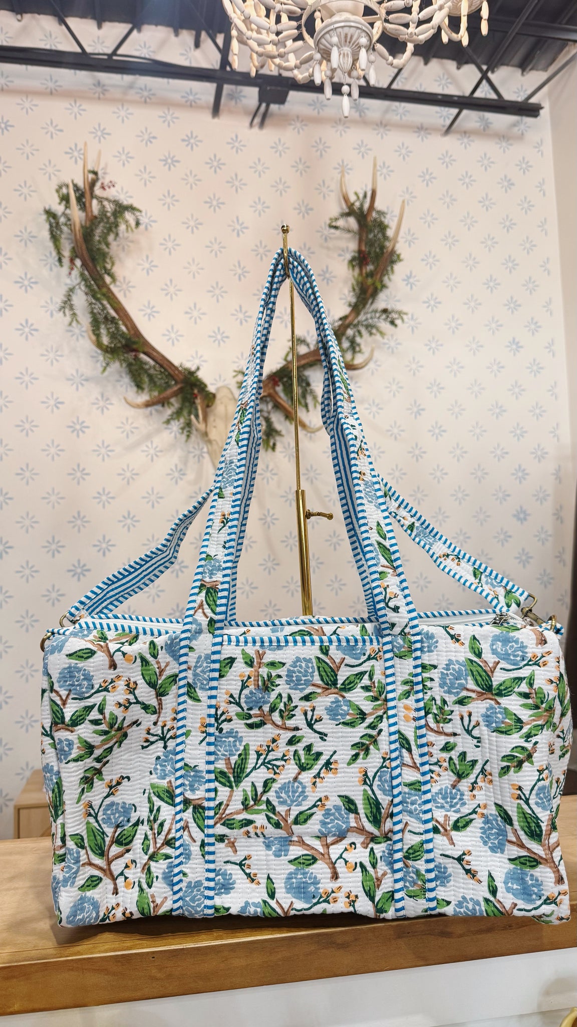 Kingsley Blue Floral Duffle Bag