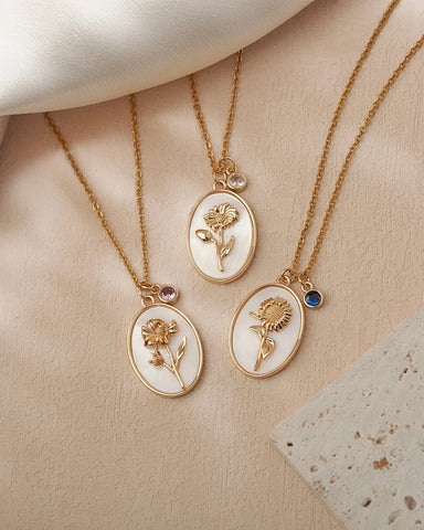 Mother of Pearl Birth Flower Necklace