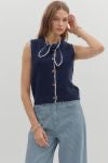 Navy Tie Sleeveless Sweater