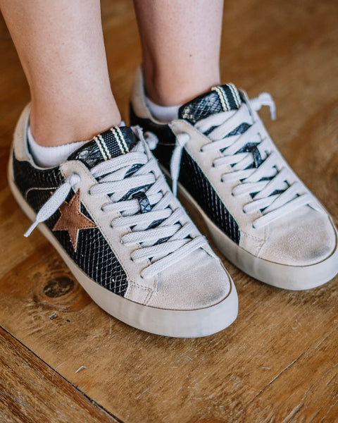 Paula-Black Snake Sneakers