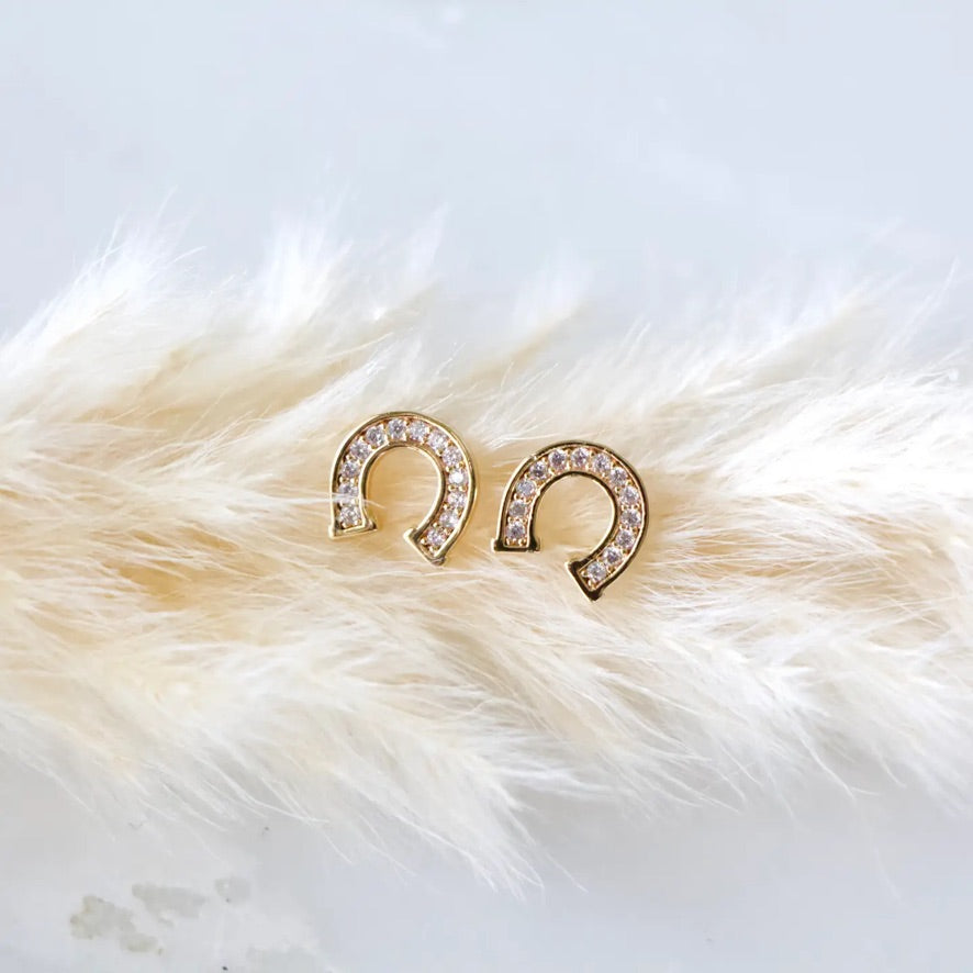 Cz Horseshoe Stud Earrings