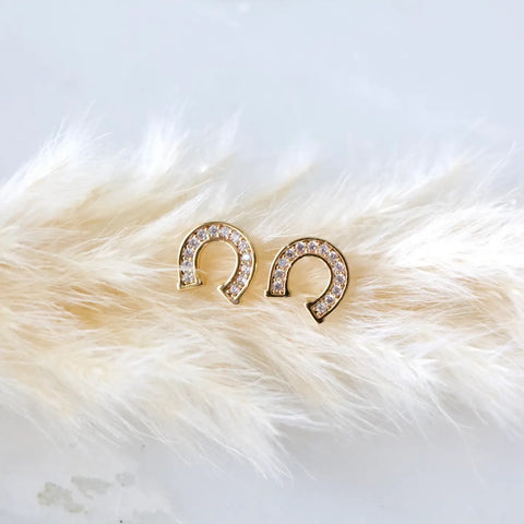 Cz Horseshoe Stud Earrings