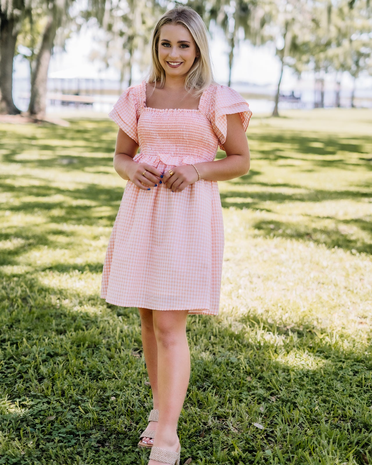 Tangerine Smocked Dress