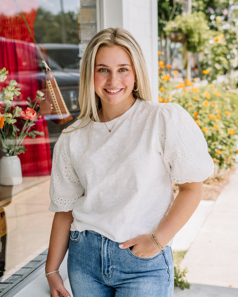 Saylor Eyelet Sleeve Knit Top