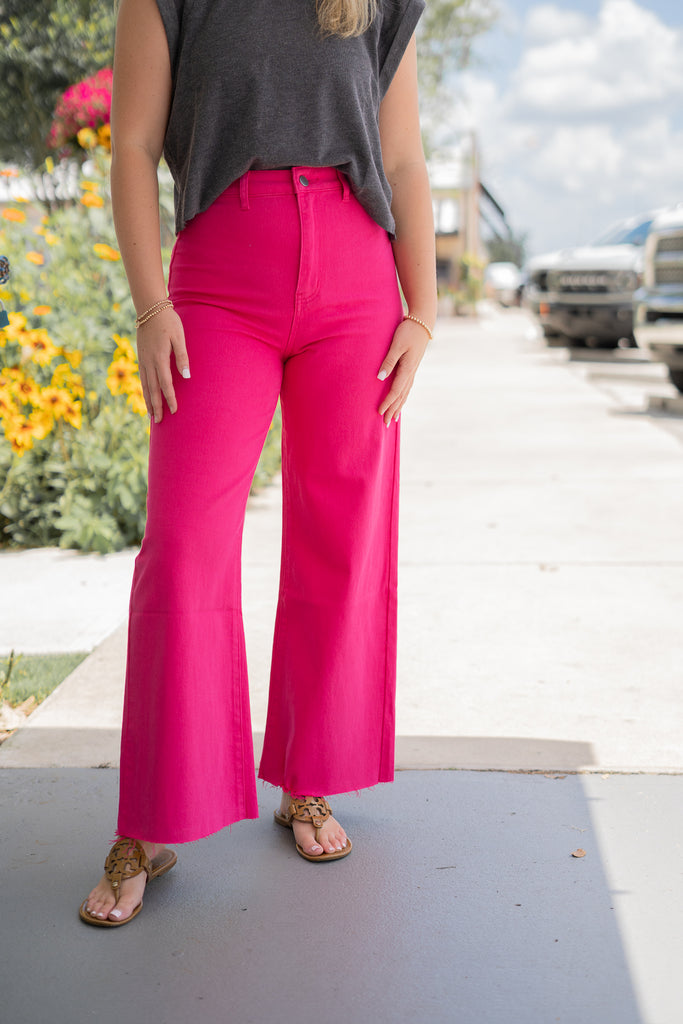 Solid Wide Leg Pants in Hot Pink – Sagebrush Annie's Boutique