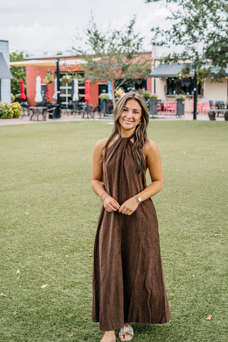 Chestnut Halter Maxi Dress