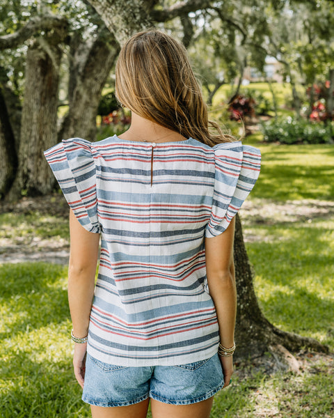 Red,White and Blue Ruffle Top