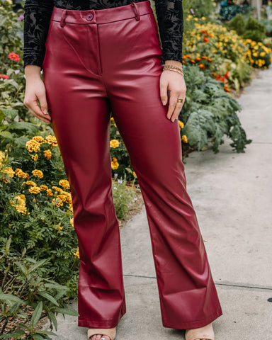 Pleather Flared Trousers
