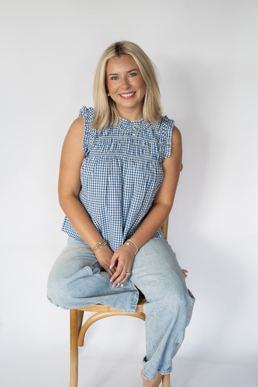 Gingham Ruffle Blouse