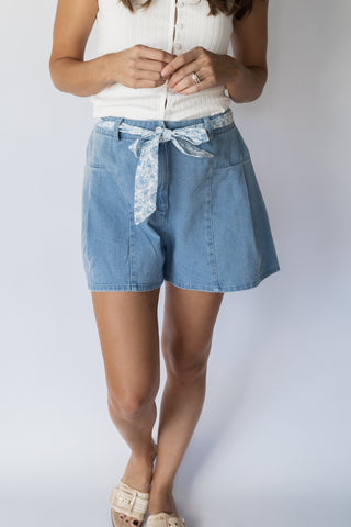 Sweet Denim Sash Shorts