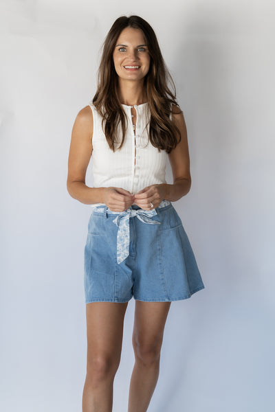 Sweet Denim Sash Shorts