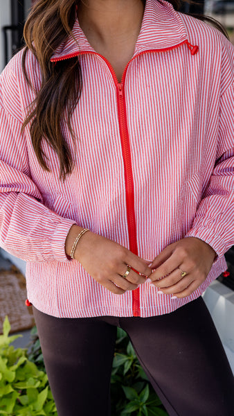 Peppermint Stripe Zip-Up