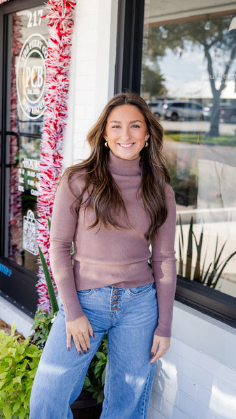 Cocoa Ribbed Turtleneck