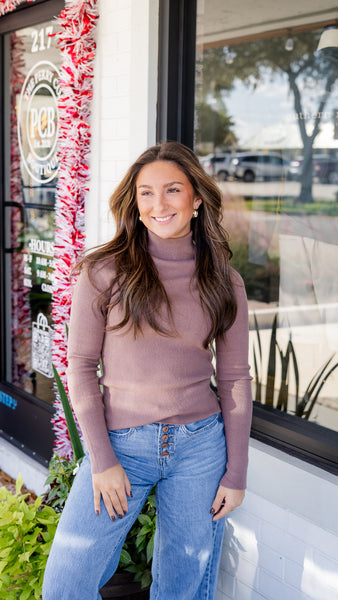 Cocoa Ribbed Turtleneck