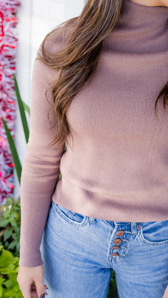 Cocoa Ribbed Turtleneck