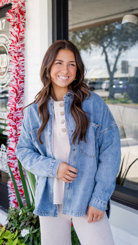 Snap Button Denim Shacket