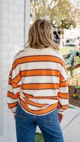 Striped Collared Sweatshirt
