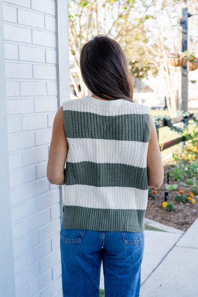 Sage Stripe Knit Vest