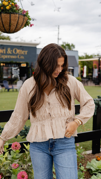 V Neck Ruffle Blouse