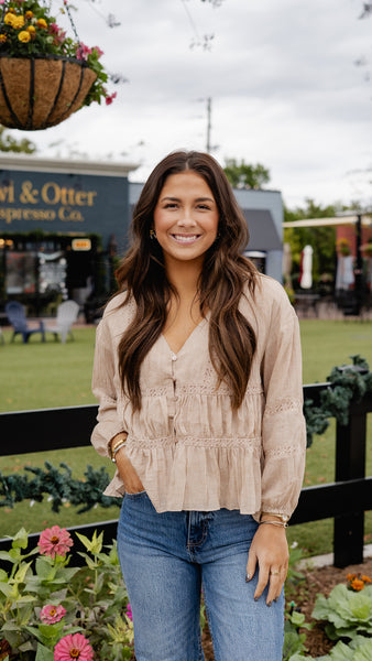 V Neck Ruffle Blouse