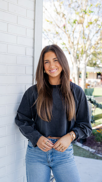 Mineral Washed Cropped Top