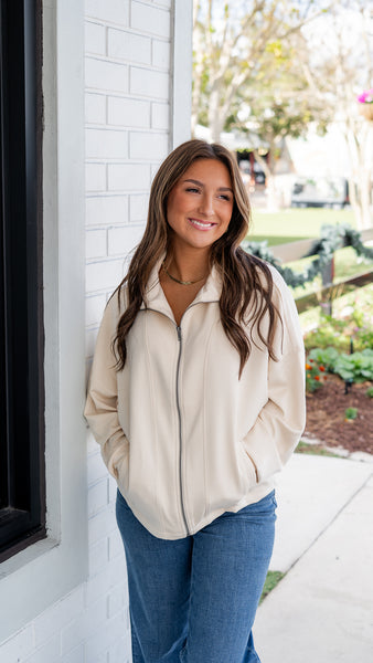 High Neck Zip-Up Jacket