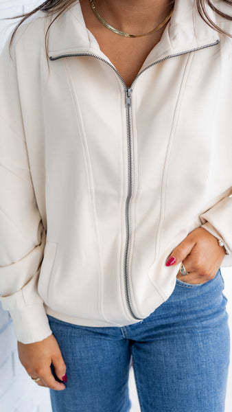 High Neck Zip-Up Jacket