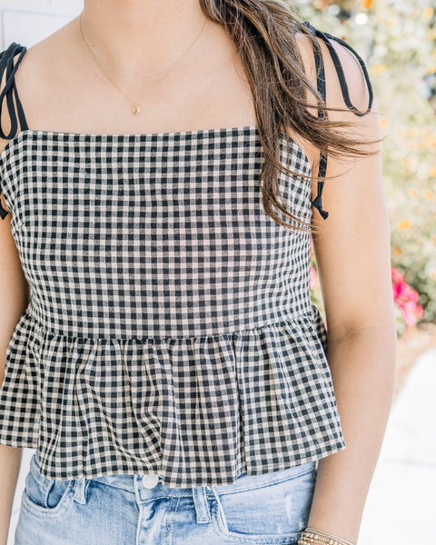 Lori Gingham Tie Tank
