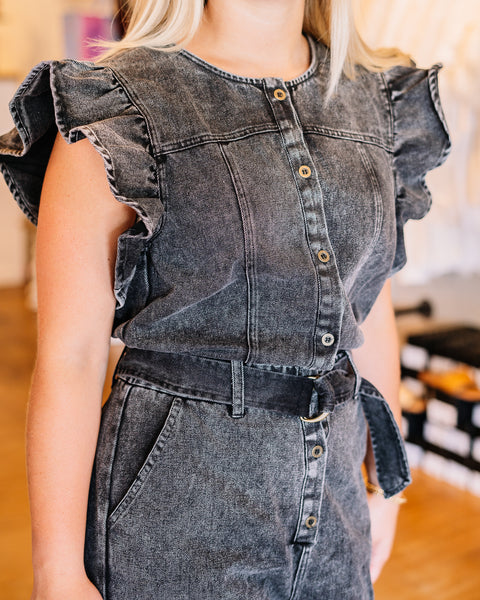 Charcoal Denim Romper