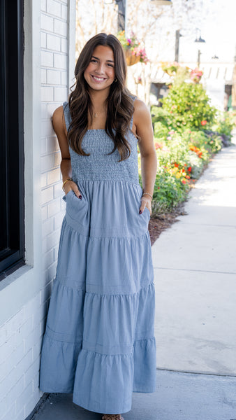 Ruffle Tiered Denim Dress