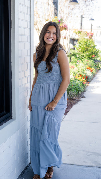 Ruffle Tiered Denim Dress