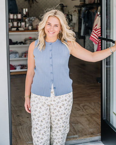 Button Up Ribbed Tank